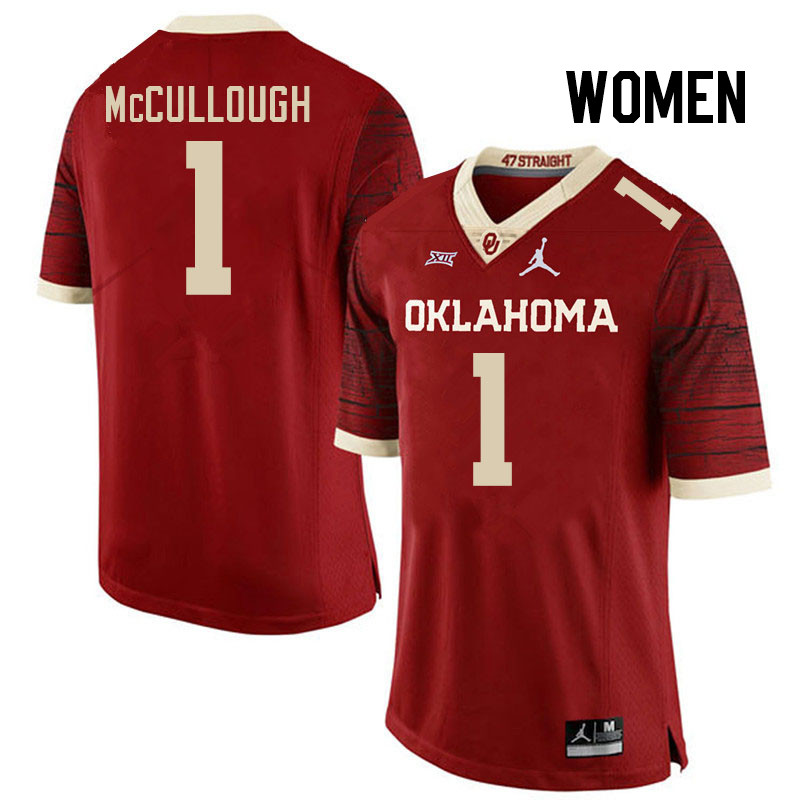 Women #1 Dasan McCullough Oklahoma Sooners College Football Jerseys Stitched-Retro - Click Image to Close